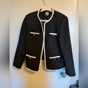 EUC Ann Klein Black & White Tweed Jacket - Large